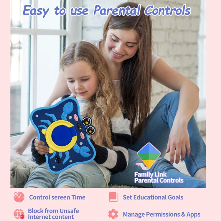 BDF 7 inch WiFi Kids Tablet PC with Crab Silicone Case, 1GB+16GB, Android 8.1 MTK6735 Quad Core CPU, US Plug, 3GB+32GB