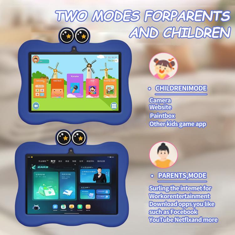 BDF 7 inch WiFi Kids Tablet PC with Crab Silicone Case, 1GB+16GB, Android 8.1 MTK6735 Quad Core CPU, US Plug, 3GB+32GB