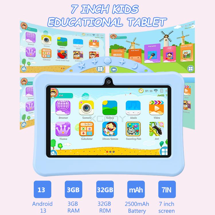 BDF 7 inch WiFi Kids Tablet PC with Portable Astronaut Silicone Case, 1GB+16GB, Android 8.1 MTK6735 Quad Core CPU, US Plug, 3GB+32GB