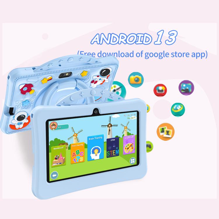 BDF 7 inch WiFi Kids Tablet PC with Portable Astronaut Silicone Case, 1GB+16GB, Android 8.1 MTK6735 Quad Core CPU, US Plug, 3GB+32GB
