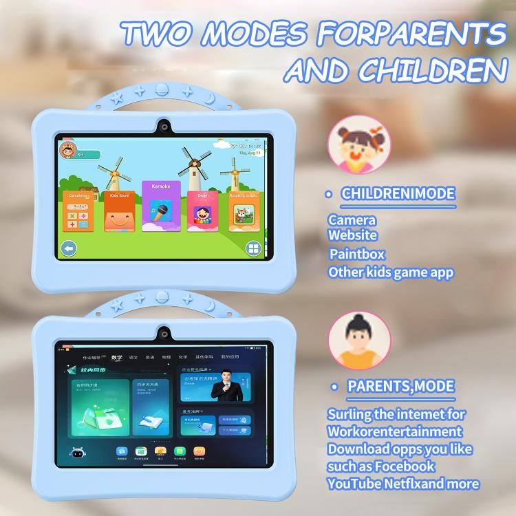 BDF 7 inch WiFi Kids Tablet PC with Portable Astronaut Silicone Case, 1GB+16GB, Android 8.1 MTK6735 Quad Core CPU, US Plug, 3GB+32GB