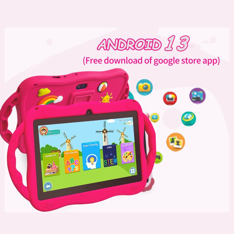 BDF 7 inch WiFi Kids Tablet PC with Giraffe Silicone Case, 1GB+16GB, Android 8.1 MTK6735 Quad Core CPU, US Plug, 3GB+32GB