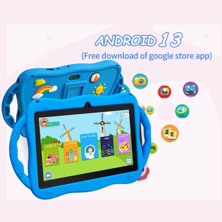 BDF 7 inch WiFi Kids Tablet PC with Giraffe Silicone Case, 2GB+32GB, Android 8.1 MTK6735 Quad Core CPU, US Plug, 4GB+64GB