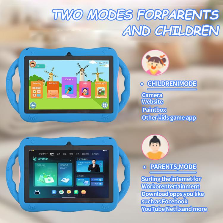 BDF 7 inch WiFi Kids Tablet PC with Giraffe Silicone Case, 2GB+32GB, Android 8.1 MTK6735 Quad Core CPU, US Plug, 4GB+64GB