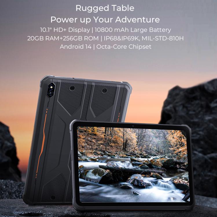 HOTWAV Tab R10 Pro IP68/IP69K Rugged Tablet, 8GB+256GB, 10.1 inch Android 14 Unisoc T606 Octa Core 4G Network, Global Version with Google Play, EU Plug, Tab R10 Pro