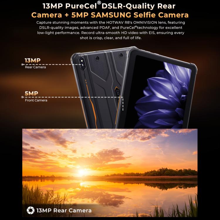 HOTWAV Tab R10 Pro IP68/IP69K Rugged Tablet, 8GB+256GB, 10.1 inch Android 14 Unisoc T606 Octa Core 4G Network, Global Version with Google Play, EU Plug, Tab R10 Pro