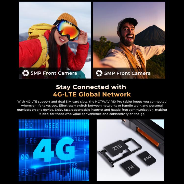 HOTWAV Tab R10 Pro IP68/IP69K Rugged Tablet, 8GB+256GB, 10.1 inch Android 14 Unisoc T606 Octa Core 4G Network, Global Version with Google Play, EU Plug, Tab R10 Pro