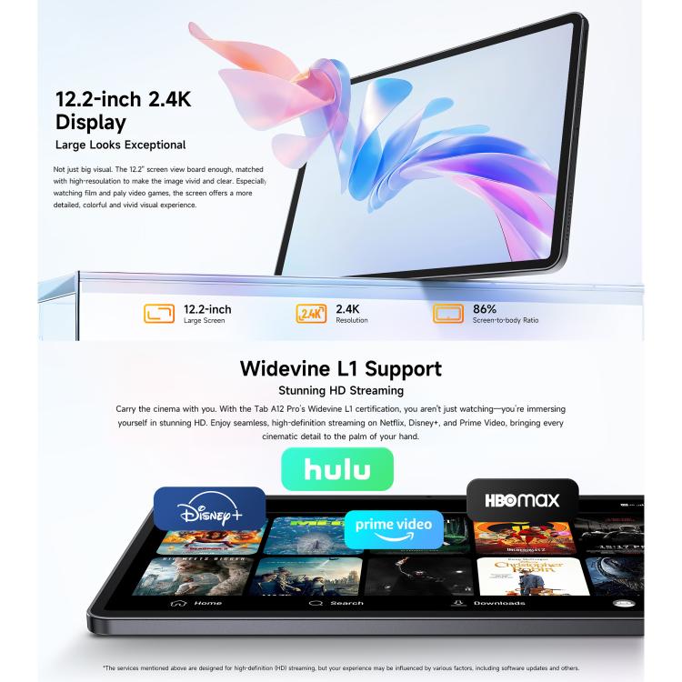 Ulefone Tab A12 Pro Tablet PC, 8GB+128GB, 12.2 inch Android 16 Unisoc T7300 Octa Core 4G Network, EU Plug, Tab A12 Pro