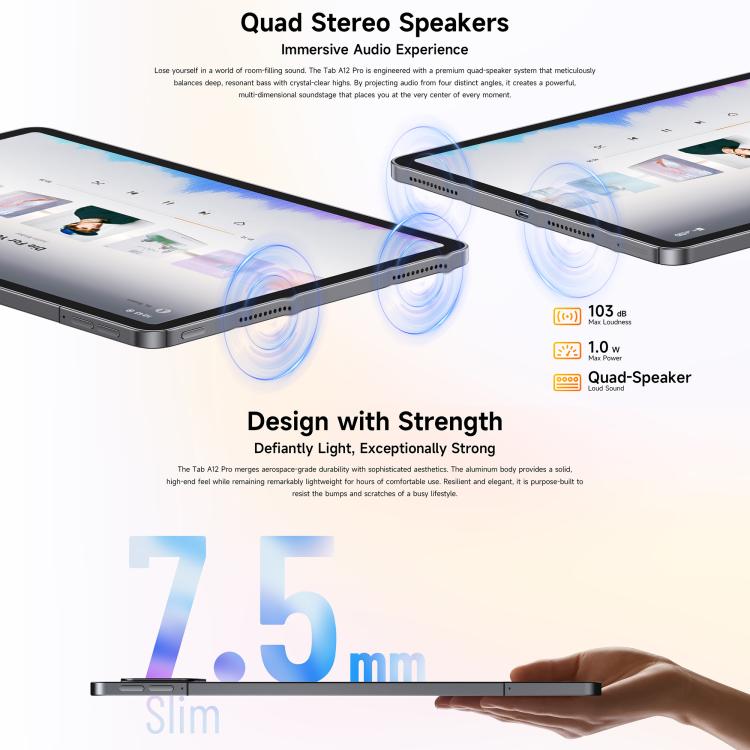 Ulefone Tab A12 Pro Tablet PC, 8GB+128GB, 12.2 inch Android 16 Unisoc T7300 Octa Core 4G Network, EU Plug, Tab A12 Pro