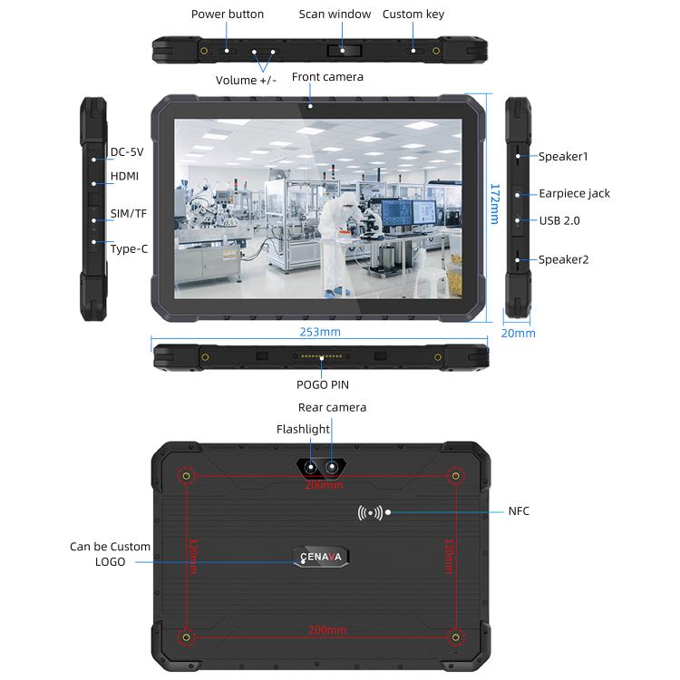 CENAVA A18ST IP68 Rugged Tablet PC, 8GB+128GB, 10.1 inch Android 13 OS MT8781 Octa Core, 4G Network, US Plug, A18ST-MT6771, A18ST-MT8781