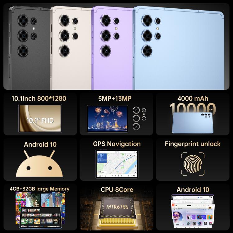 Pad 25 Ultra 10.1 inch 4G LTE Tablet PC, 4GB+32GB, Android 10 MTK6755 Octa Core, US Plug, US Plug
