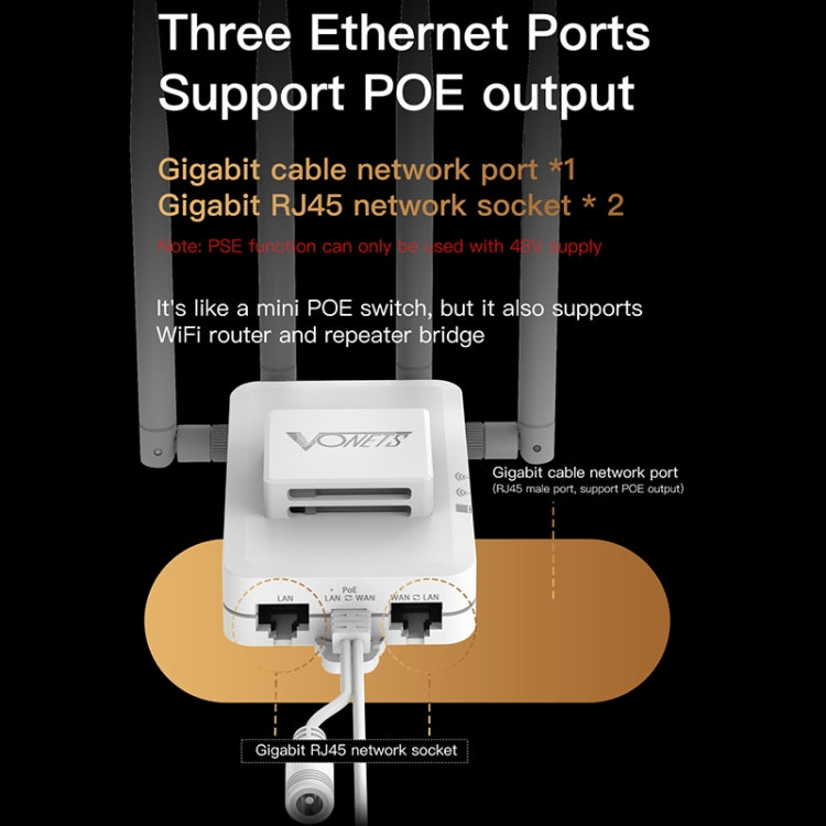 VONETS VAR600-H 600Mbps Wireless Bridge WiFi Repeater, With DC Adapter Set, With DC Adapter Set