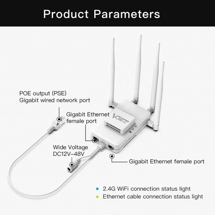 VONETS VAR600-H 600Mbps Wireless Bridge WiFi Repeater, With Power Adapter + DC Adapter Set, With Power Adapter + 4 Antennas + DC Adapter Set