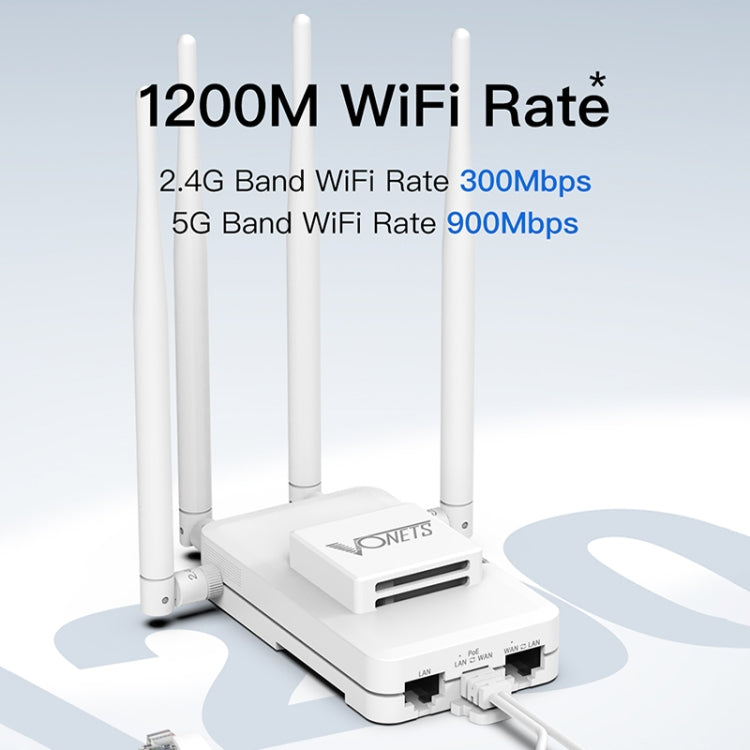 VONETS VAR1200-L 1200Mbps Wireless Bridge Built-in Antenna Dual-Band WiFi Repeater, With DC Adapter Set, VAR1200-L With DC Adapter Set