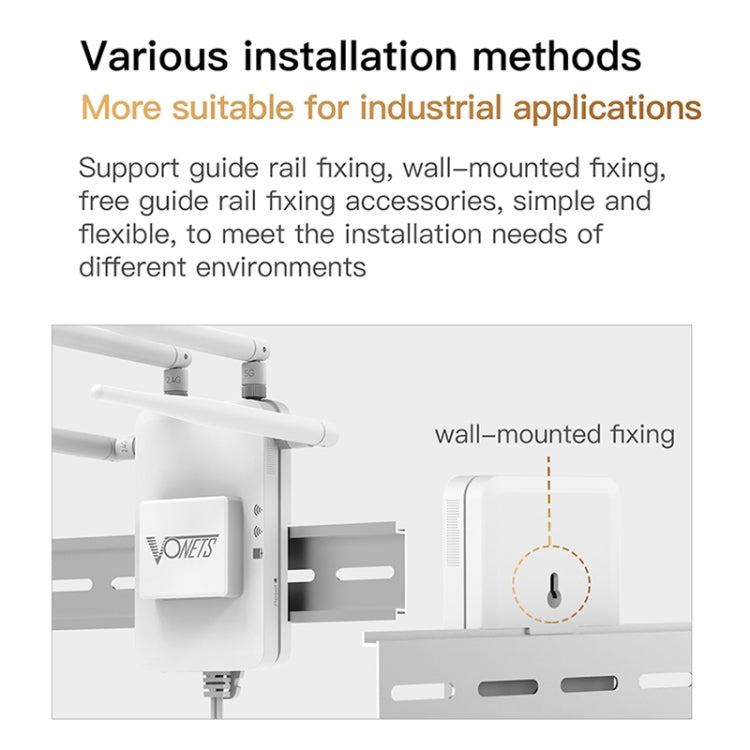 VONETS VAR1200-L 1200Mbps Wireless Bridge Built-in Antenna Dual-Band WiFi Repeater, With DC Adapter Set, VAR1200-L With DC Adapter Set