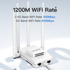 VONETS VAR1200-H 1200Mbps Wireless Bridge External Antenna Dual-Band WiFi Repeater, With DC Adapter Set, VAR1200-H With DC Adapter Set
