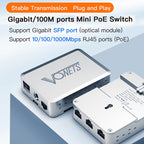 VONETS VSP510 5 Ports Ethernet Gigabit Switch with DC Adapter + Rail Fixing Buckle Set, VSP510 with DC Adapter + Rail Fixing Buckle Set