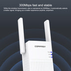 COMFAST CF-N300 300Mbps Wireless WIFI Signal Amplifier Repeater Booster Network Router with 2 Antennas, CF-N300