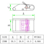 304 Stainless Steel 25mm Belt Buckle Clip Retractor Lock Buckle, Retractor Lock Buckle