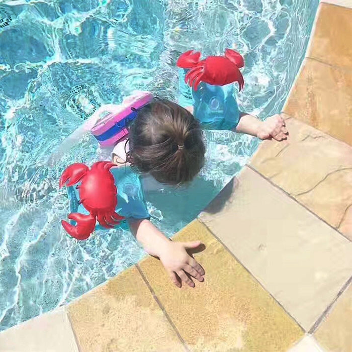 Children Inflatable Red Crabs Shape Arm Bands Floatation Sleeves Water Wings Swimming Floats, Size: 16x20x15cm, Crabs Shape