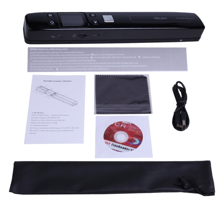 iScan02 Double Roller Mobile Document Portable Handheld Scanner with LED Display,  Support 1050DPI  / 600DPI  / 300DPI  / PDF / JPG / TF, iScan02 Black, iScan02 White