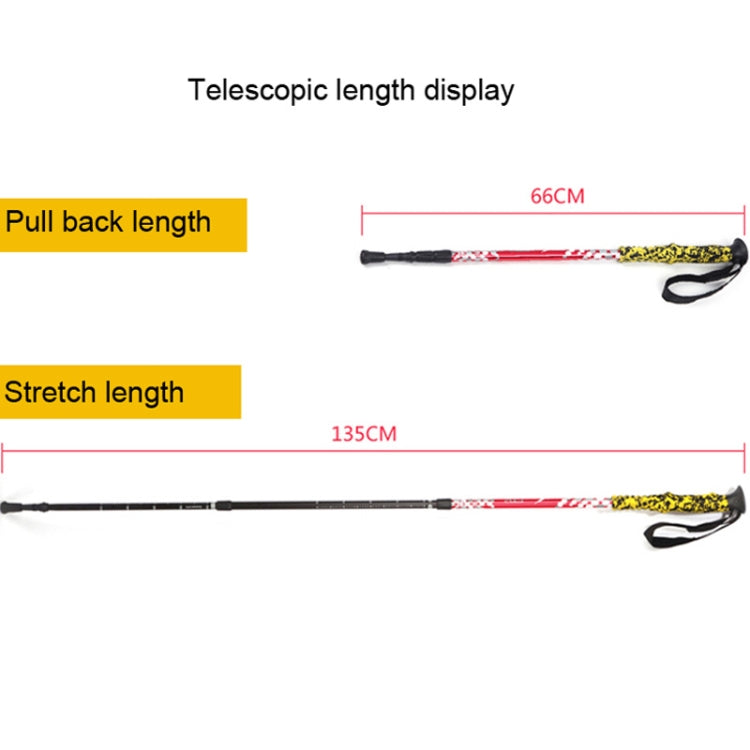 135cm Adjustable Portable Height Outdoor Aluminum Trekking Poles, Orange#135cm, Red#135cm, Green#135cm, Blue#135cm