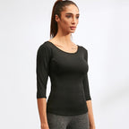 Back Cross Medium-length Sleeve Yoga Sportswear For Ladies, S, M, L, XL, XXL