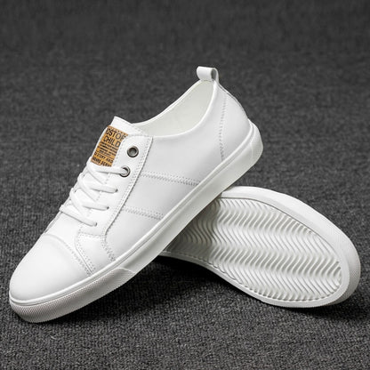 Microfiber Leather Upper Simple Solid Color Casual Shoes for Men, 42