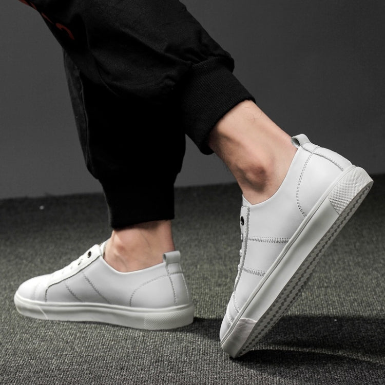 Microfiber Leather Upper Simple Solid Color Casual Shoes for Men, 42