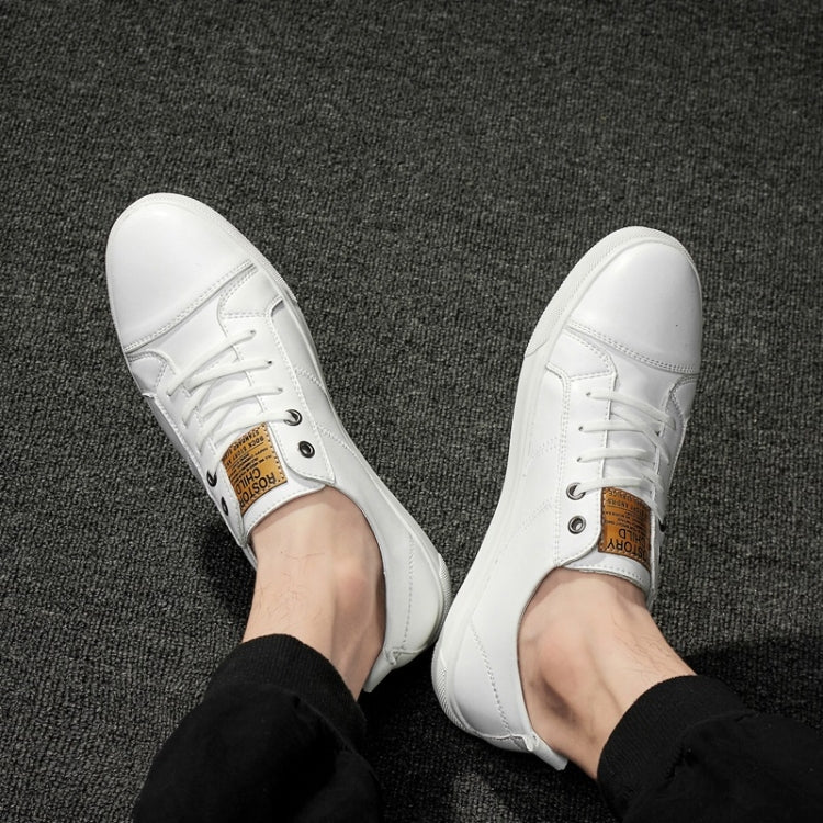 Microfiber Leather Upper Simple Solid Color Casual Shoes for Men, 42