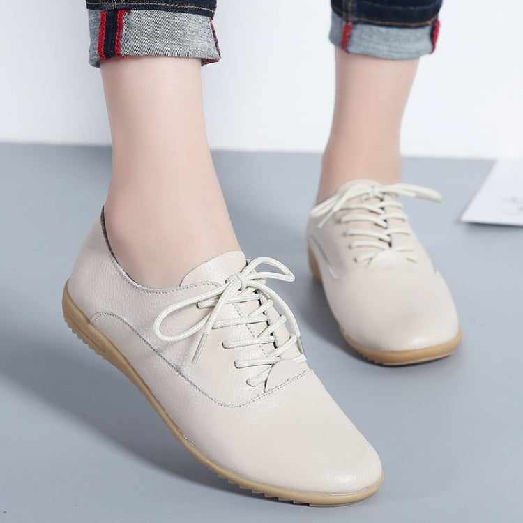 Flat Bottom Lightweight Fashion Casual Lace-up Leather Shoes for Woman, 35, 36, 37, 38, 39, 40