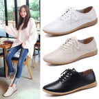 Flat Bottom Lightweight Fashion Casual Lace-up Leather Shoes for Woman, 35, 36, 37, 38, 39, 40