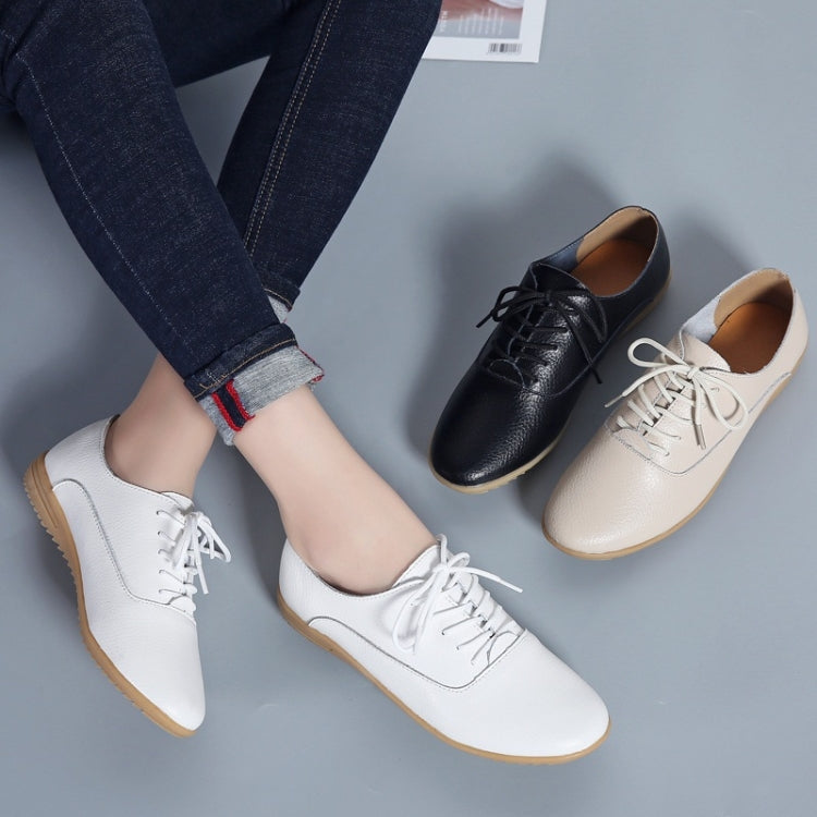 Flat Bottom Lightweight Fashion Casual Lace-up Leather Shoes for Woman, 35, 36, 37, 38, 39, 40