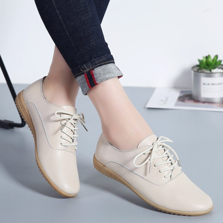 Flat Bottom Lightweight Fashion Casual Lace-up Leather Shoes for Woman, 35, 36, 37, 38, 39, 40