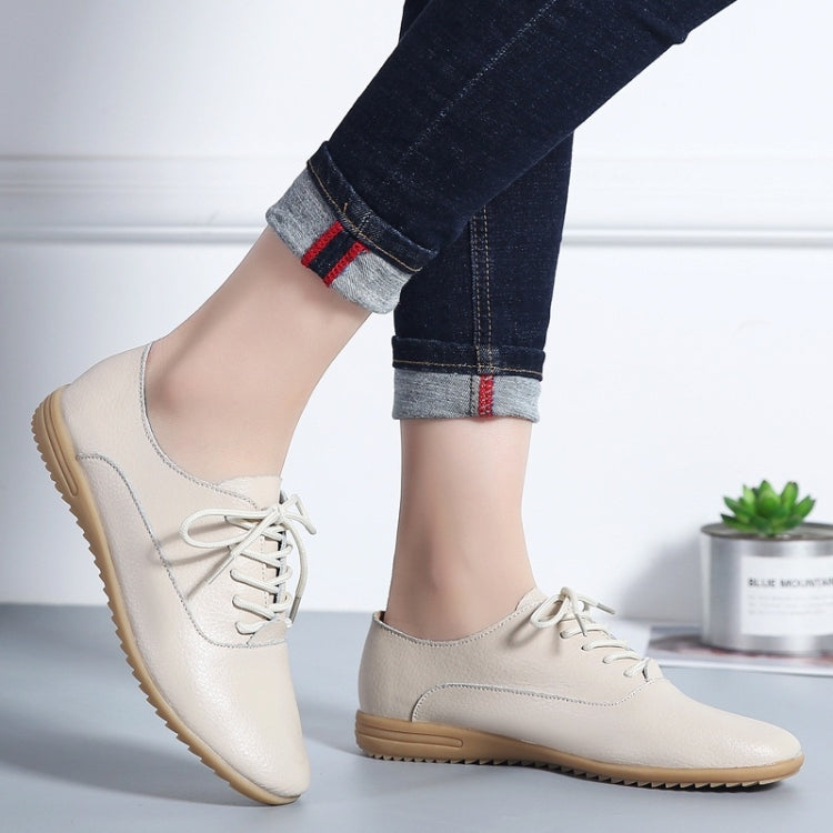 Flat Bottom Lightweight Fashion Casual Lace-up Leather Shoes for Woman, 35, 36, 37, 38, 39, 40