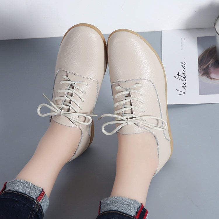 Flat Bottom Lightweight Fashion Casual Lace-up Leather Shoes for Woman, 35, 36, 37, 38, 39, 40