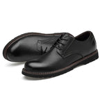 Round Head Solid Color First Layer Cowhide Casual Shoes for Men, 36, 37, 38, 39, 40, 41, 42, 43, 44, 45, 46, 47, 48
