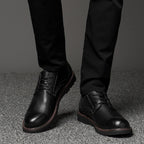 Round Head Solid Color First Layer Cowhide Casual Shoes for Men, 36, 37, 38, 39, 40, 41, 42, 43, 44, 45, 46, 47, 48