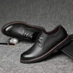 Round Head Solid Color First Layer Cowhide Casual Shoes for Men, 36, 37, 38, 39, 40, 41, 42, 43, 44, 45, 46, 47, 48