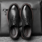 Round Head Solid Color First Layer Cowhide Casual Shoes for Men, 36, 37, 38, 39, 40, 41, 42, 43, 44, 45, 46, 47, 48