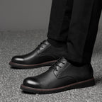 Round Head Solid Color First Layer Cowhide Casual Shoes for Men, 36, 37, 38, 39, 40, 41, 42, 43, 44, 45, 46, 47, 48
