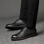 Round Head Solid Color First Layer Cowhide Casual Shoes for Men, 36, 37, 38, 39, 40, 41, 42, 43, 44, 45, 46, 47, 48