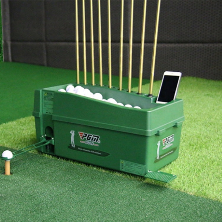 PGM Indoor Golf Multi-function Large Capacity Automatic Ball Machine with Club Rack, 60x33x27cm Grey, 60x33x27cm Green