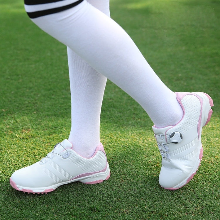 PGM Golf Microfiber Non-slip Waterproof Breathable Sports Rotating Shoelace Sneakers (Color:White Size:39), 35, 36, 37, 38, 39