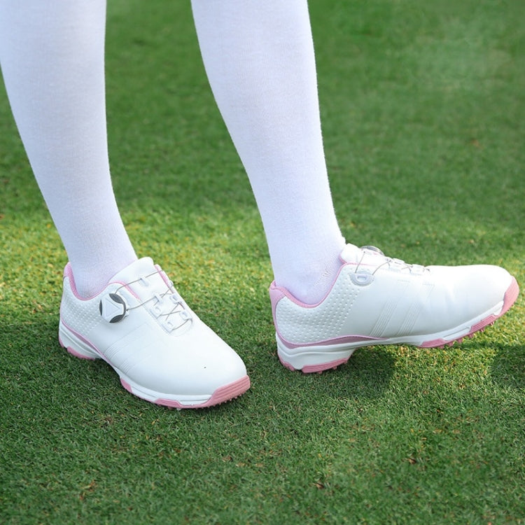 PGM Golf Microfiber Non-slip Waterproof Breathable Sports Rotating Shoelace Sneakers (Color:White Size:39), 35, 36, 37, 38, 39