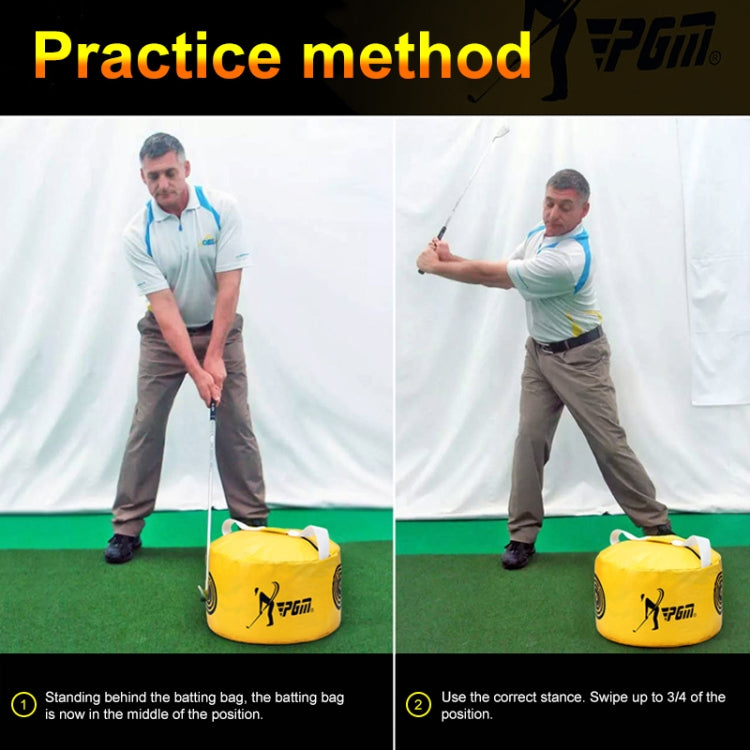PGM Multi-Function Golf Power Impact Waterproof Practice Training Smash Hit Strike Bag Trainer Exercise Package, Size: 26 x 44cm, HL002 Black, HL002 Yellow