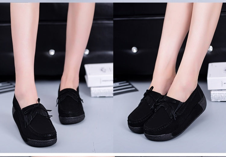 Wedge Muffin Bottom Tassel Suede Casual Shoes for Women, 35, 36, 37, 38, 39, 40
