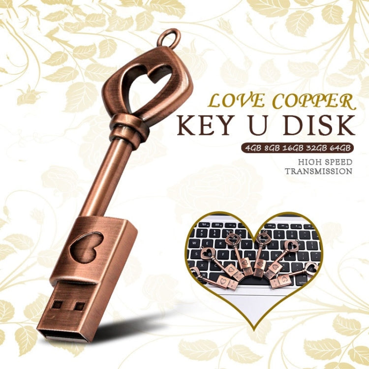 MicroDrive 64GB USB 2.0 Copper Love Key U Disk, 64GB
