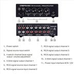 LINEPAUDIO B981 Pro 8-ch Pre-amplifier Speaker Distributor Switcher Speaker Comparator, Signal Booster with Volume Control & Earphone / Monitor Function, B981