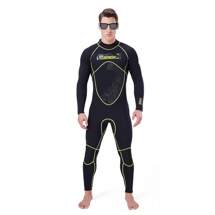 SLINX 1101 3mm Neoprene Super Elastic Wear-resistant Warm Cold-proof Y Shape Stitching One-piece Long Sleeve Wetsuit for Men